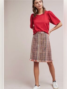 NWT Anthropologie Maeve Zaira Tweed A-Line Skirt | Matching Set | Size 12